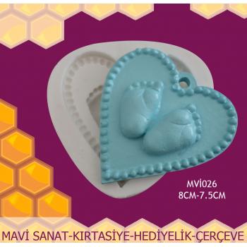 Silikon Kalıp Kalpli Bebek Ayağı MVİ026